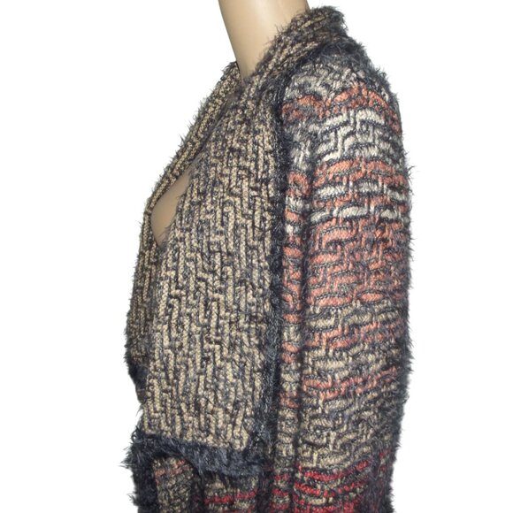Nic+Zoe Cardigan Sweater Womens Large Artzy Open Front Drape Shawl Eyelash Fuzzy - Picture 9 of 12